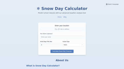 Snow Day Calculator - AI tool for Analytics & Data
