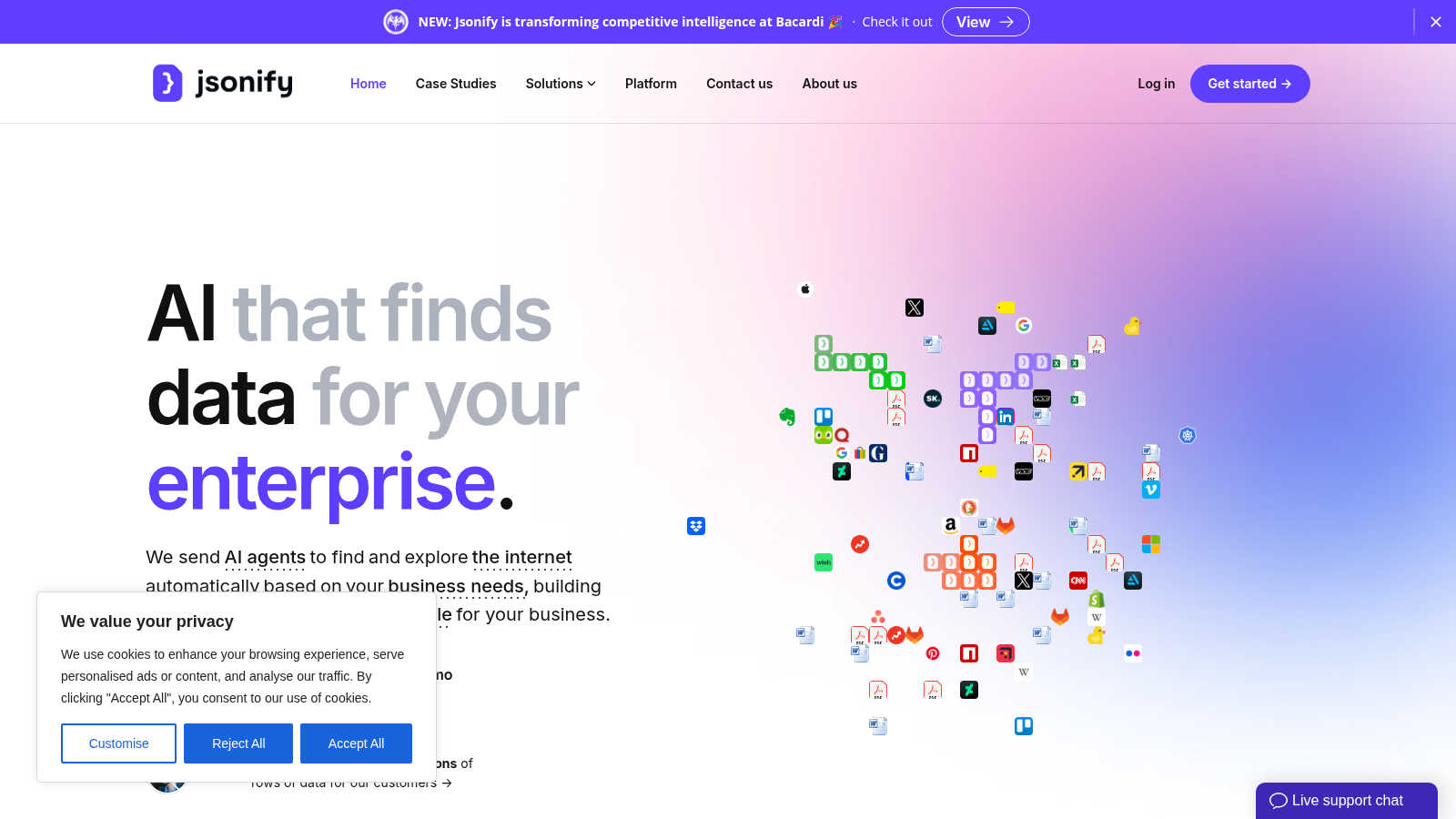 Jsonify application interface and features