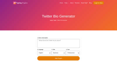 Twitter Bio Generator - Create Twitter Bio | Typing Engine - Vintage computing tool for Content Creation