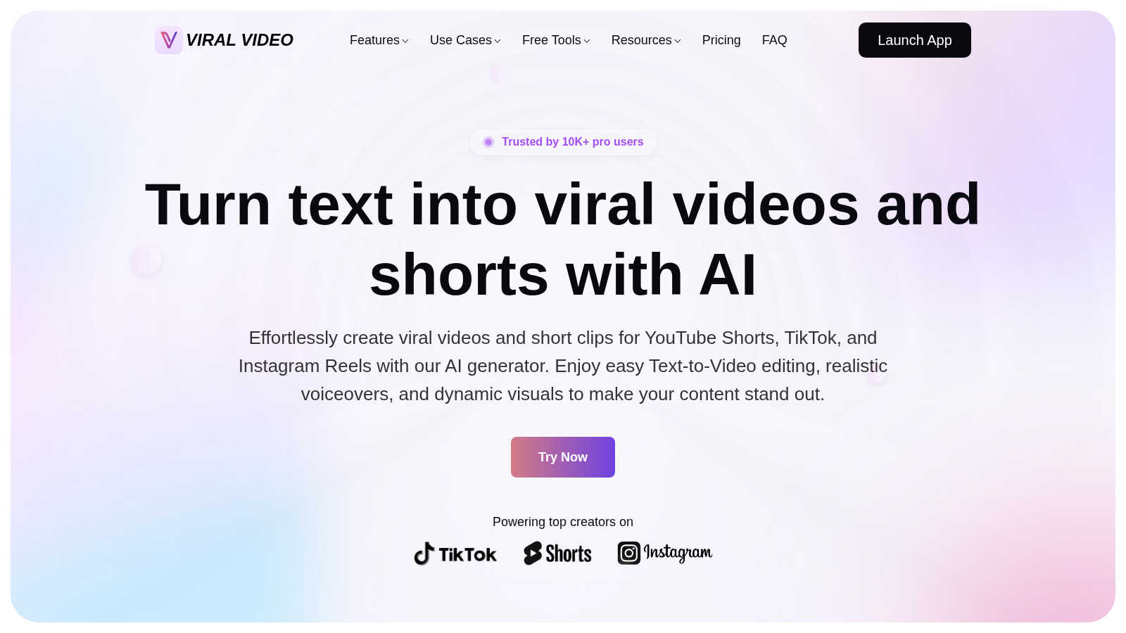 Viral Video application interface and features