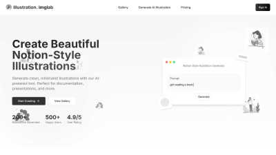 Notion Flat Style Illustration Generator - AI tool for Content Creation