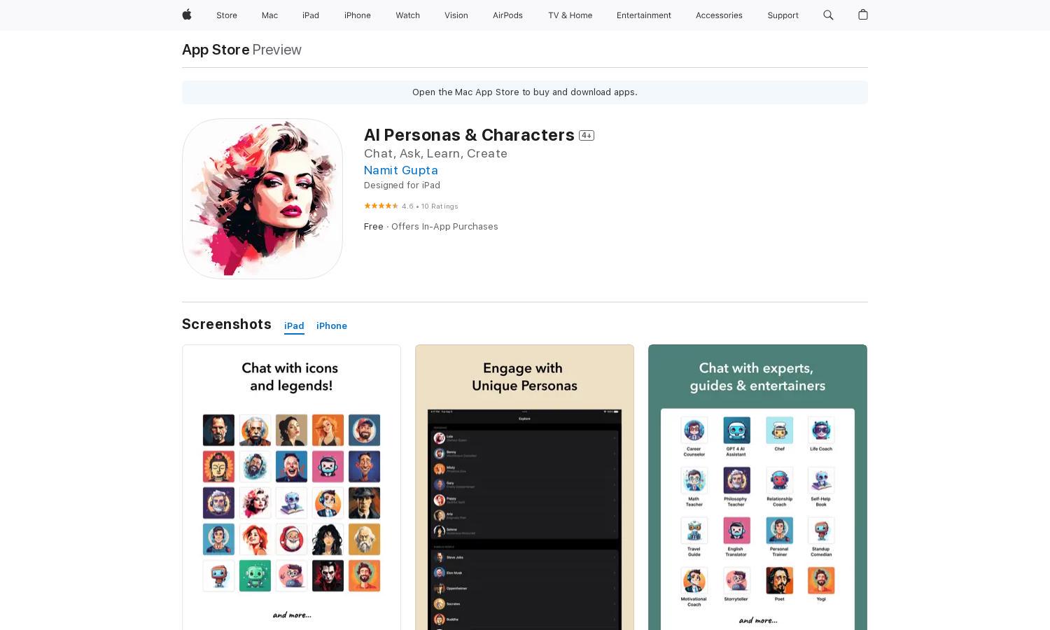 AI Personas & Characters Website