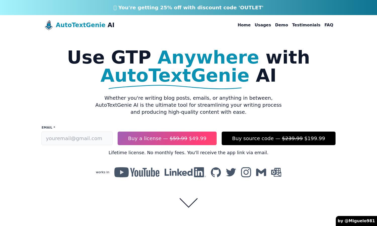 AutoTextGenie AI Website