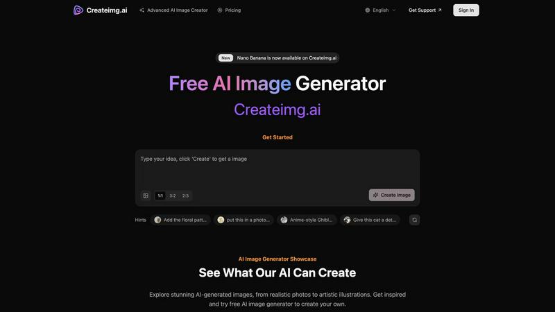 AI Image Generator - Createimg.ai application interface and features
