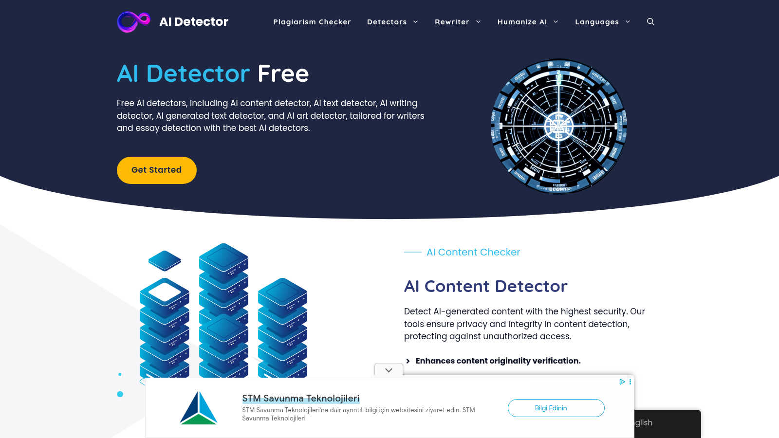 AI Detector application interface and features