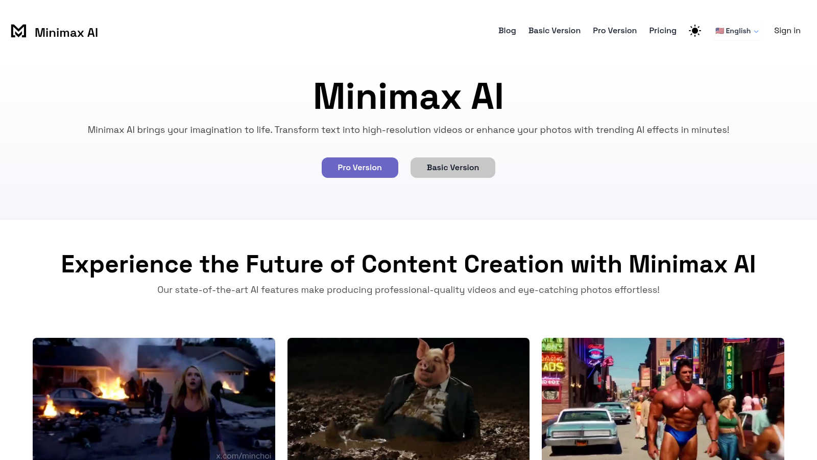 Minimax AI application interface and features