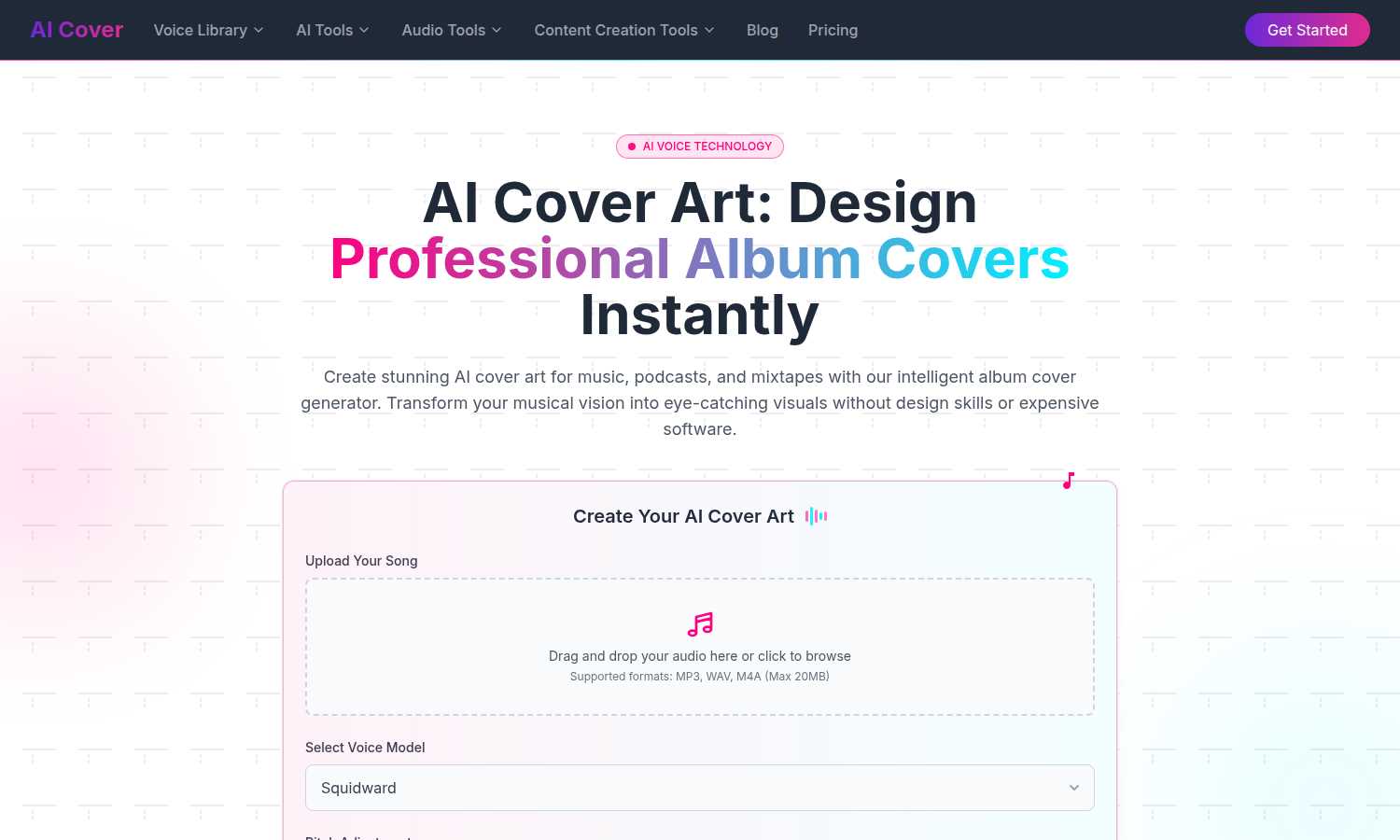 Aicoverart application interface and features