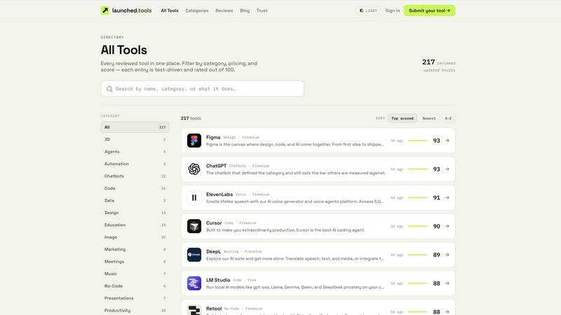 Launched Tools screenshot