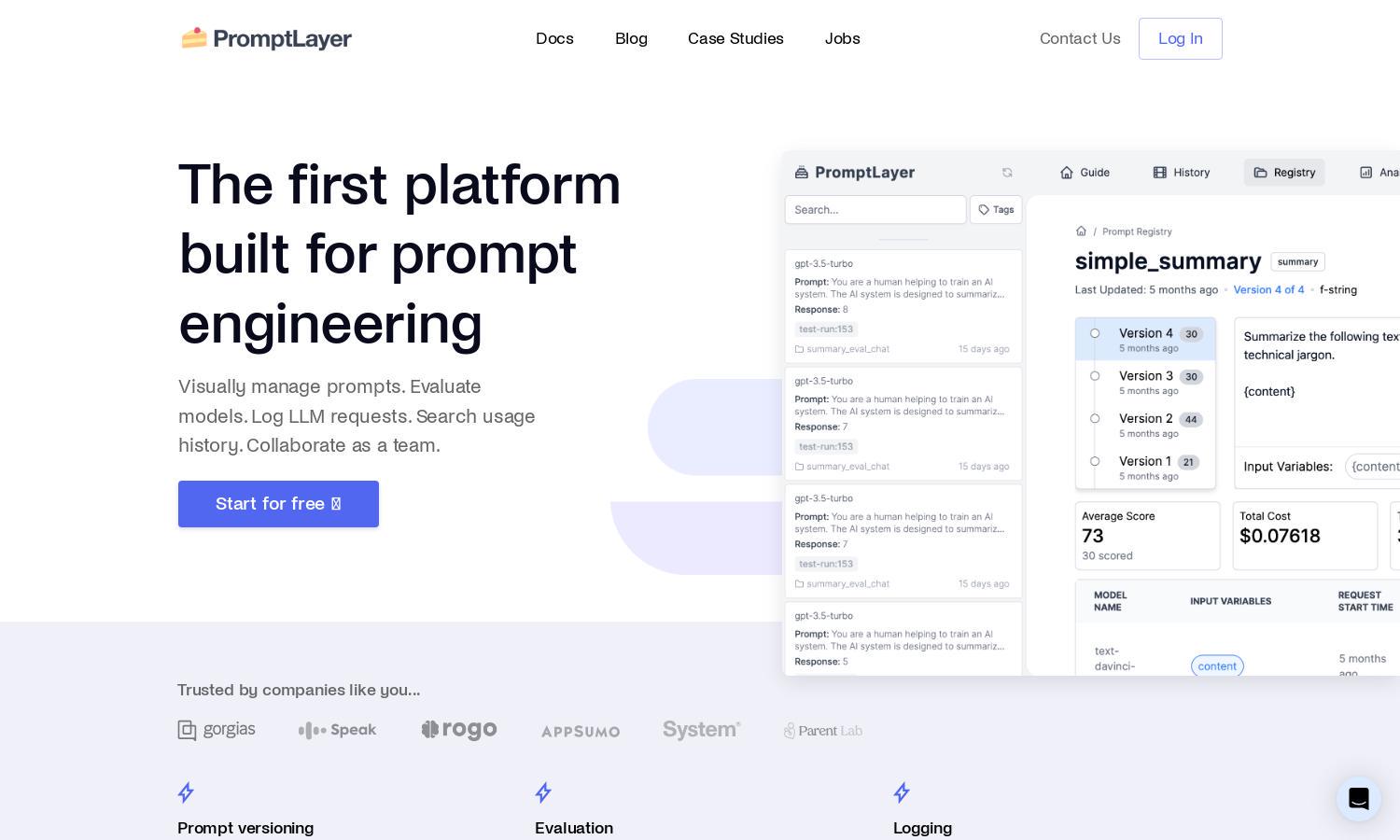 PromptLayer Website