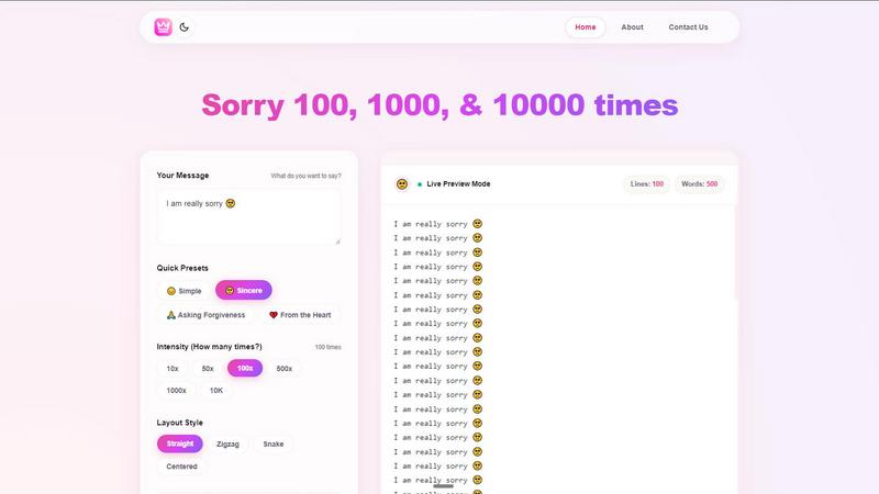 sorry text repeater screenshot