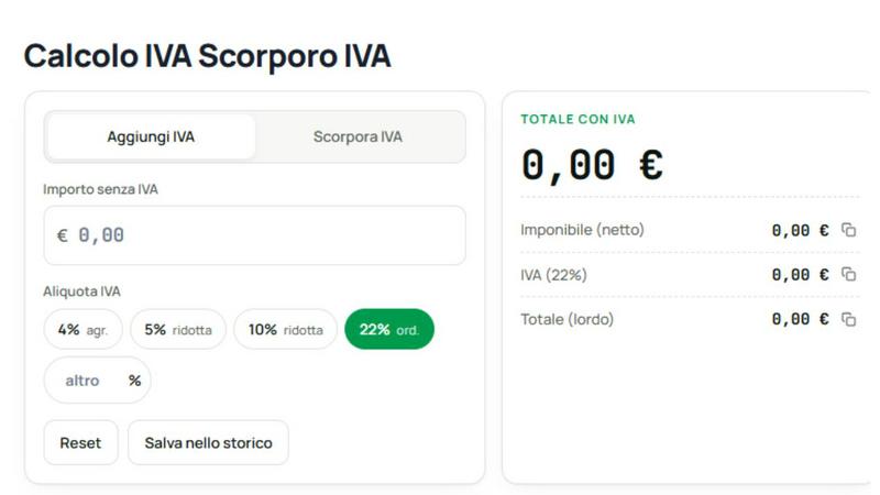 the calcolo iva screenshot